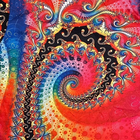 Women's Tie Dye Rainbow Spiral Streak T Shirt Short Sleeve V Neck Top Blouse - Picture 4 of 7